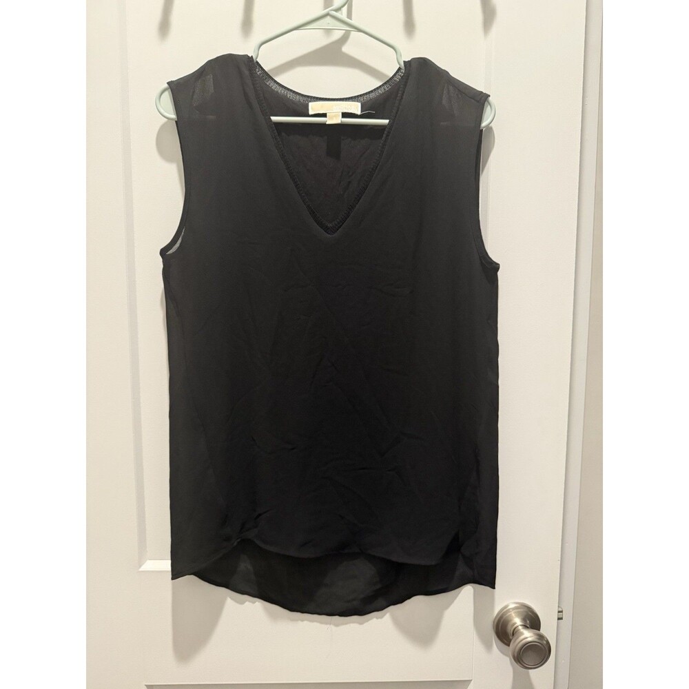 Women’s Michael Kors Black Blouse Top Sleeveless Dressy V Neck Small Lined